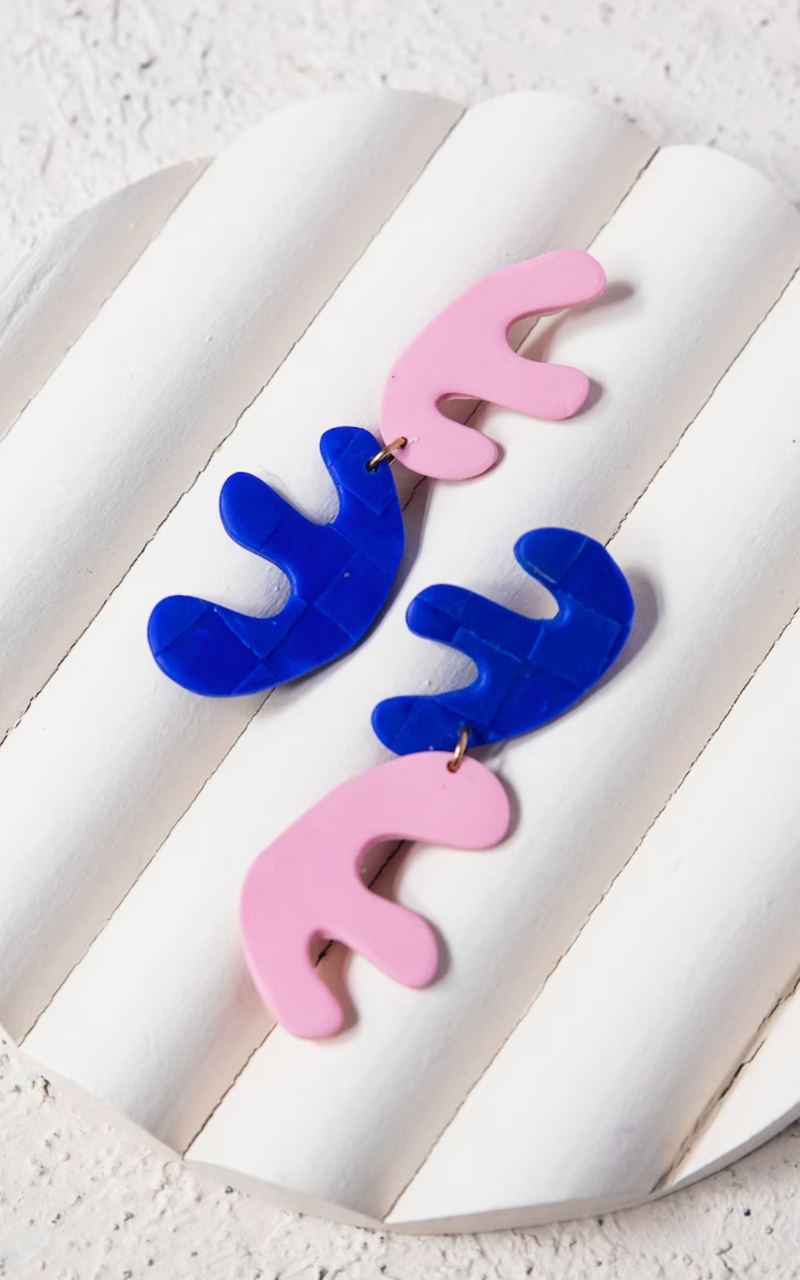Monomakery - Stain Earrings Royal Blue & Pink