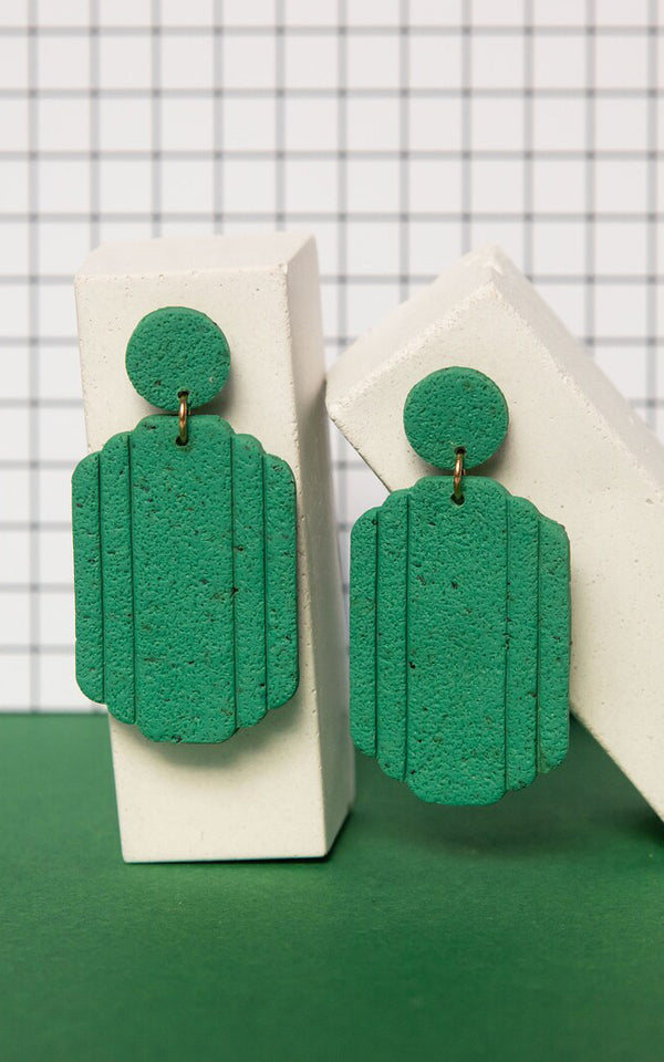 Monomakery - Art Deco Earrings Green