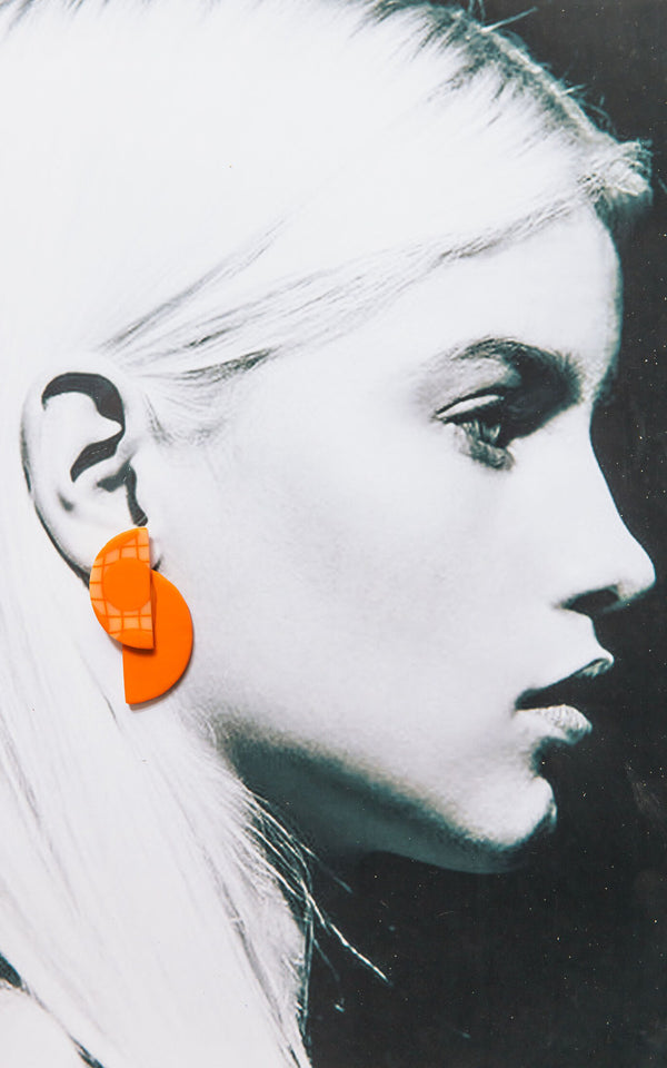 Monomakery - Half Circle Earrings Orange