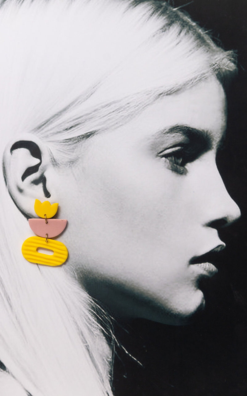 Monomakery - Flower Earrings Pink & Yellow